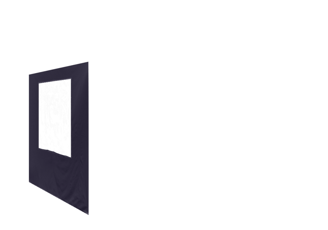 Linke Seitenwand mit Fenster für Stormtent 3x4,5 m Navy in 320g/m²