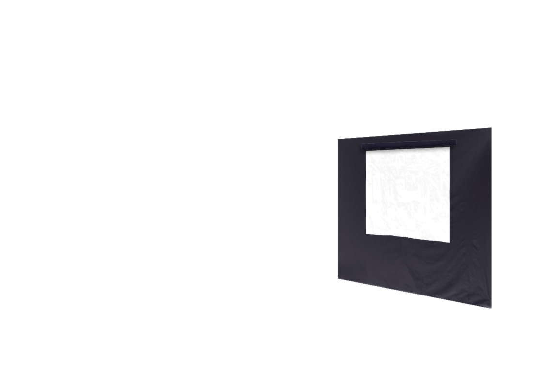 Rechte Seitenwand mit Fenster für Stormtent 3x4,5 m Navy in 320g/m²