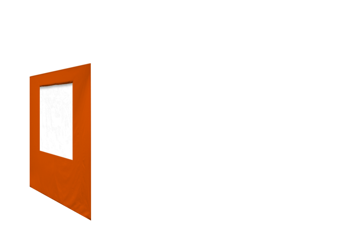 Linke Seitenwand mit Fenster für Stormtent 3x4,5 m Orange in 320g/m²