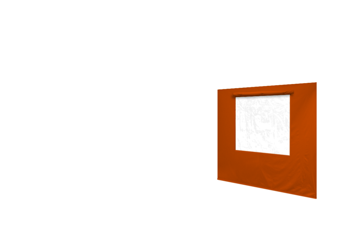 Rechte Seitenwand mit Fenster für Stormtent 3x4,5 m Orange in 320g/m²