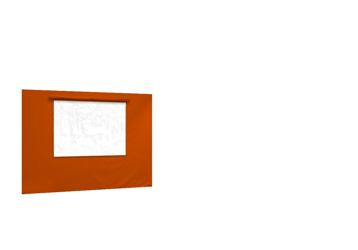 Hintere Seitenwand mit Fenster für Stormtent 3x6 m Orange in 320g/m²