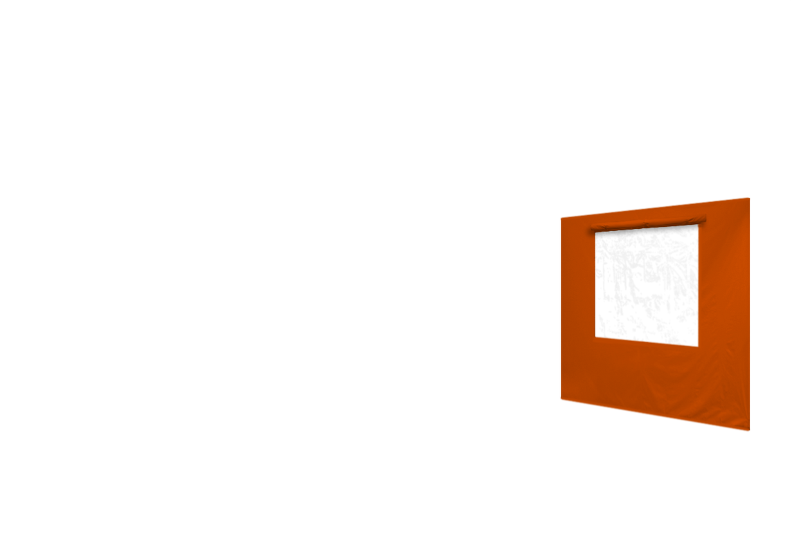 Rechte Seitenwand mit Fenster für Stormtent 3x6 m Orange in 320g/m²