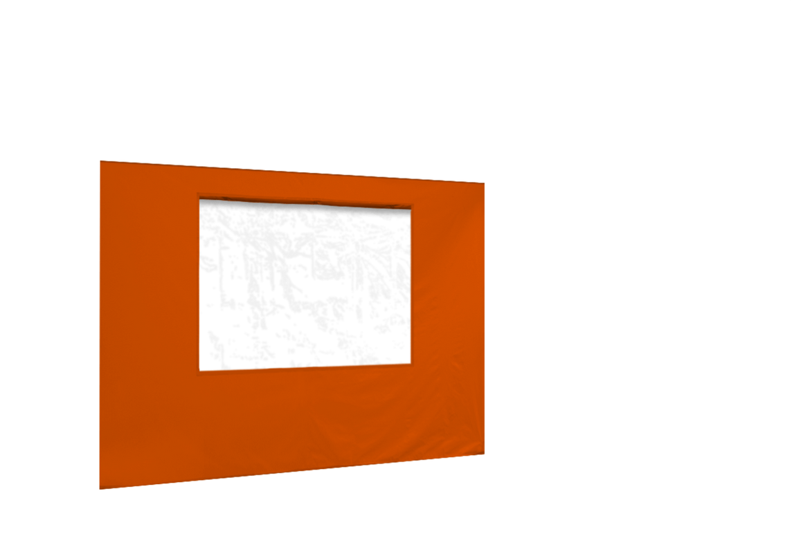 Vordere Seitenwand mit Fenster für Stormtent 3x6 m Orange in 320g/m²