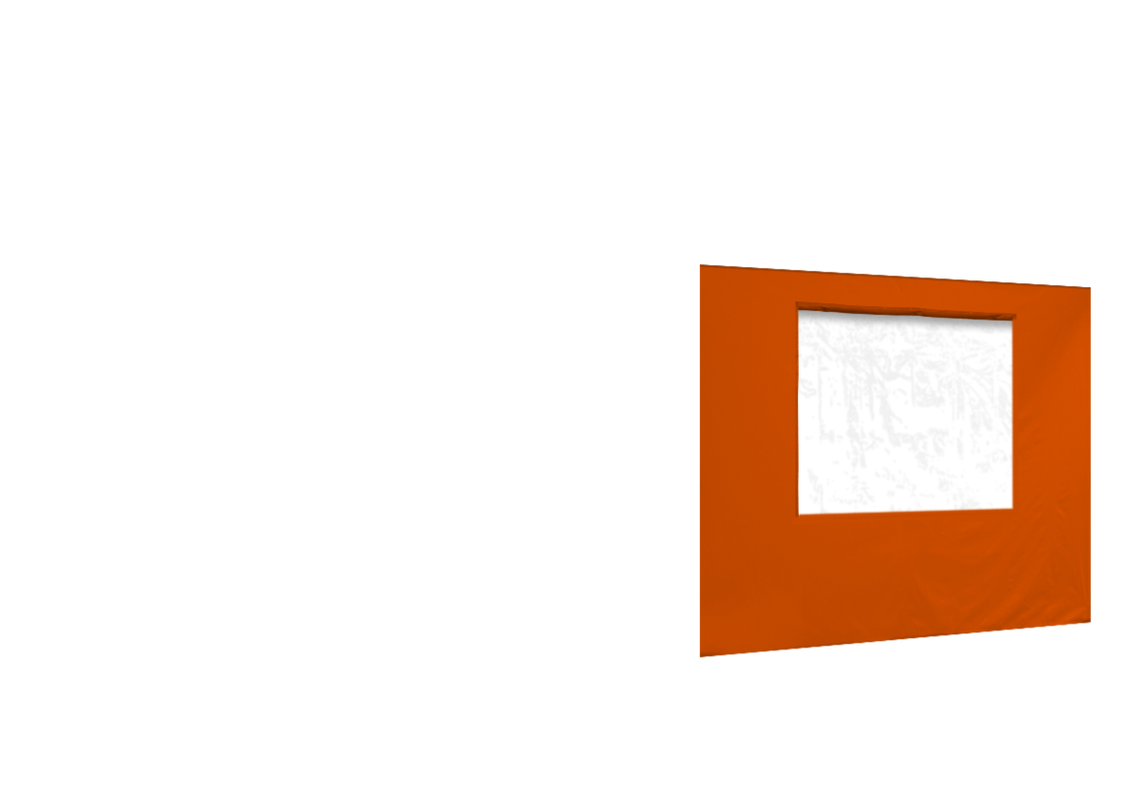 Zweite vordere Seitenwand mit Fenster für Stormtent 3x6 m Orange in 320g/m²