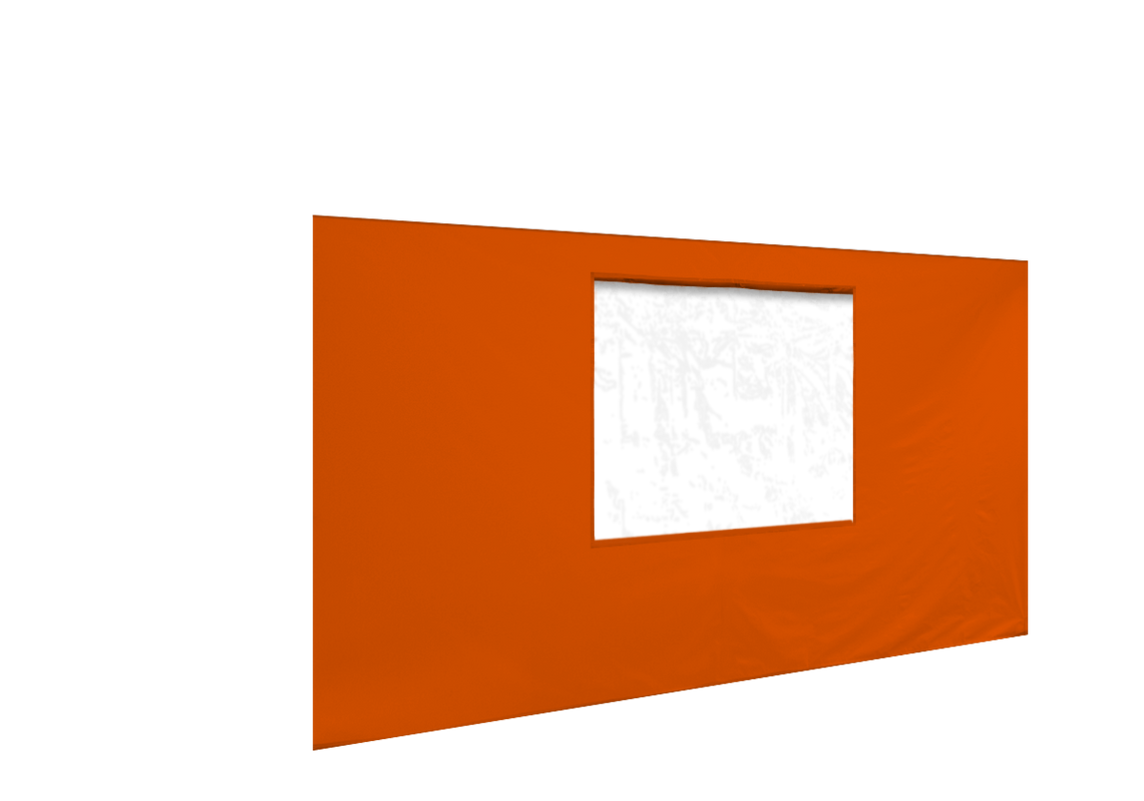 Vordere Seitenwand mit Fenster für Stormtent 3x4,5 m Orange in 320g/m²
