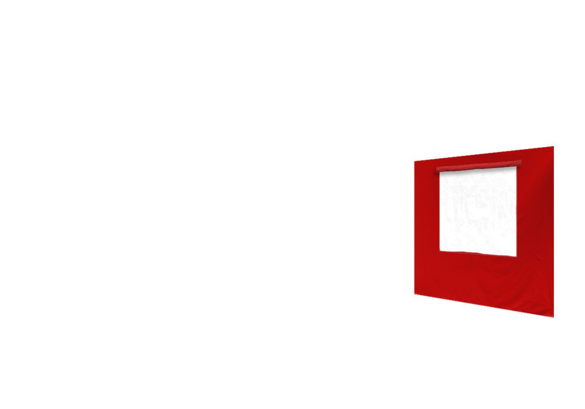 Rechte Seitenwand mit Fenster für Stormtent 3x6 m Rot in 320g/m²