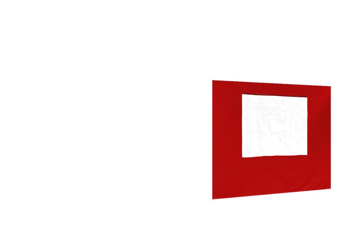 Zweite vordere Seitenwand mit Fenster für Stormtent 3x6 m Rot in 320g/m²