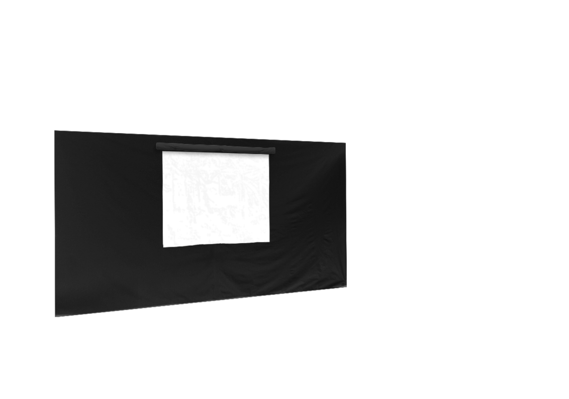 Hintere Seitenwand mit Fenster für Stormtent 3x4,5 m Schwarz in 320g/m²