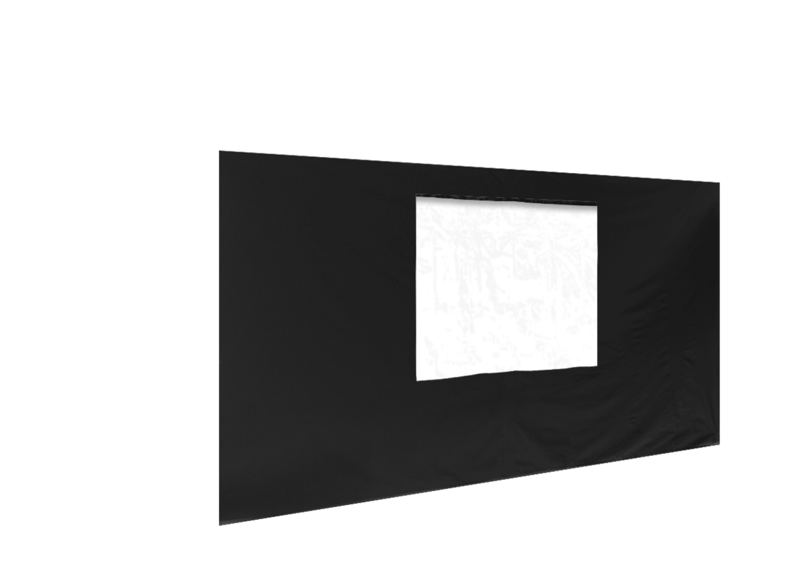 Vordere Seitenwand mit Fenster für Stormtent 3x4,5 m Schwarz in 320g/m²