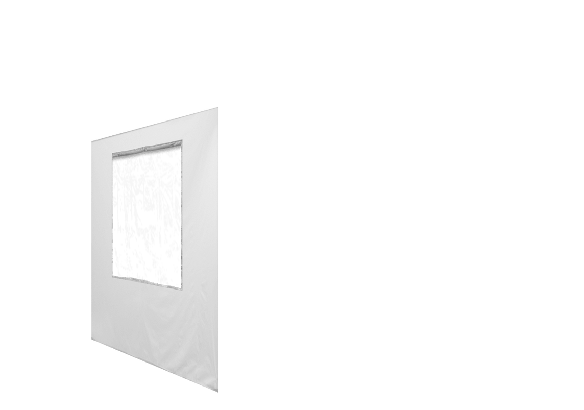 Linke Seitenwand mit Fenster für Stormtent 2x2 m Weiß in 320g/m²
