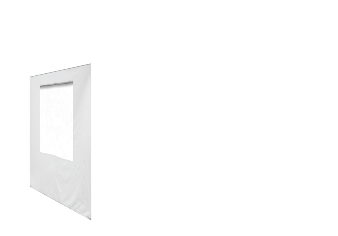 Linke Seitenwand mit Fenster für Stormtent 3x4,5 m Weiß in 320g/m²