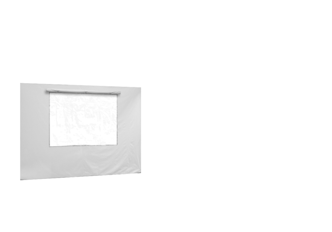Hintere Seitenwand mit Fenster für Stormtent 3x6 m Weiß in 320g/m²