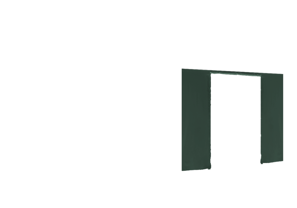 Zweite vordere Seitenwand mit Tür für Stormtent 3x6 m Grün in 320g/m²