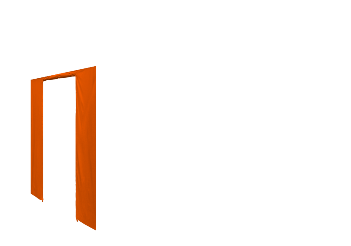 Linke Seitenwand mit Tür für Stormtent 3x4,5 m Orange in 320g/m²