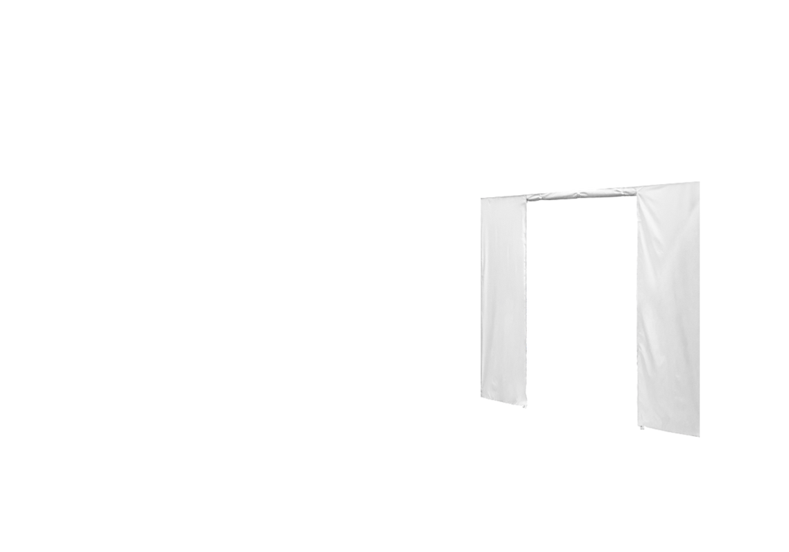 Rechte Seitenwand mit Tür für Stormtent 2x3 m Weiß in 320g/m²