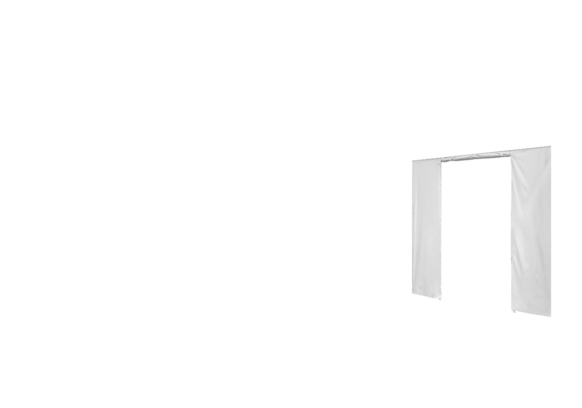 Rechte Seitenwand mit Tür für Stormtent 3x6 m Weiß in 320g/m²