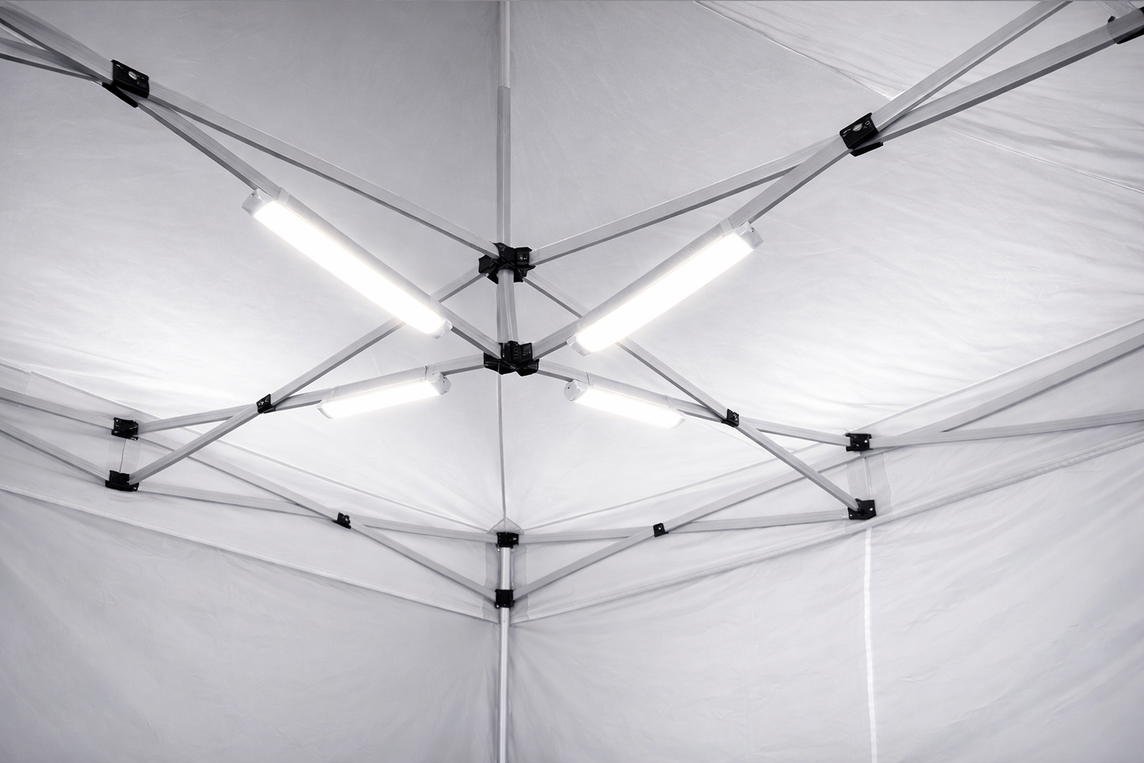 Akku led set an Zelt Rahmen mit weißem Dach – 600 Lumen / Tageslicht
