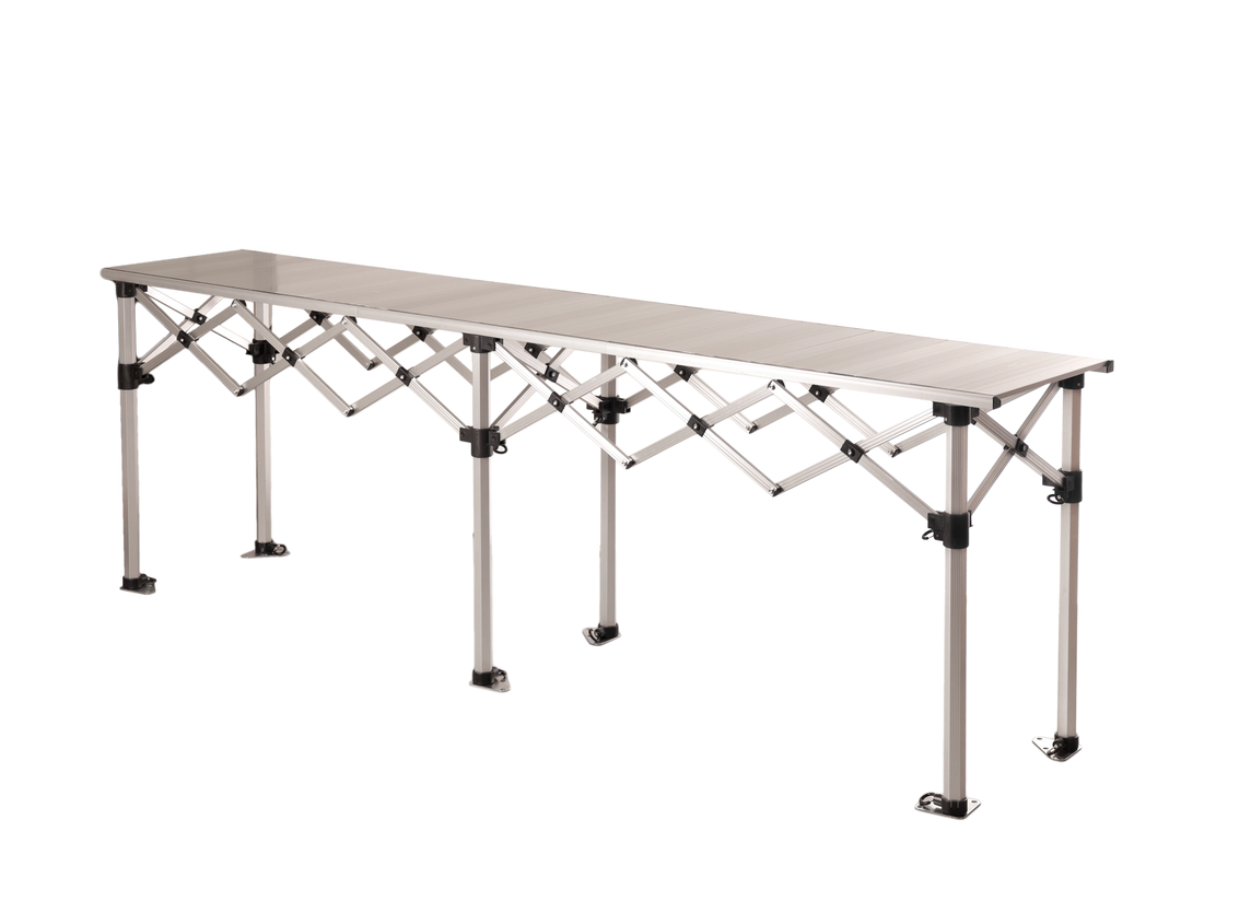 Klapptisch für Faltpavillon (Aluminium) – STORM – 140x53 cm für 2m-Pavillon – 1