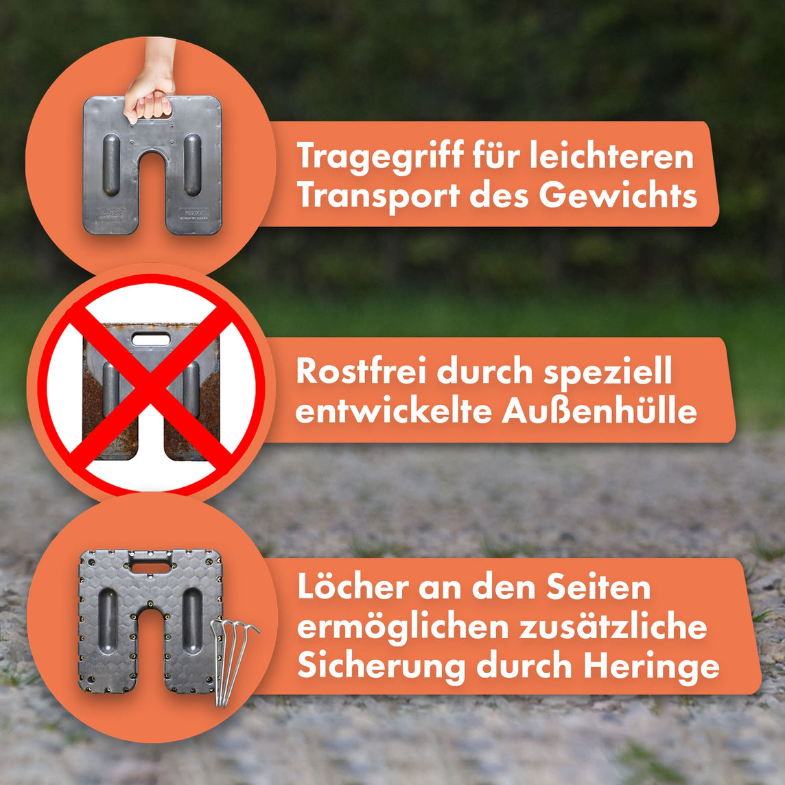 Polymer Stahlgewicht Abbildung mit Infos – 12 kg / 2er-Set