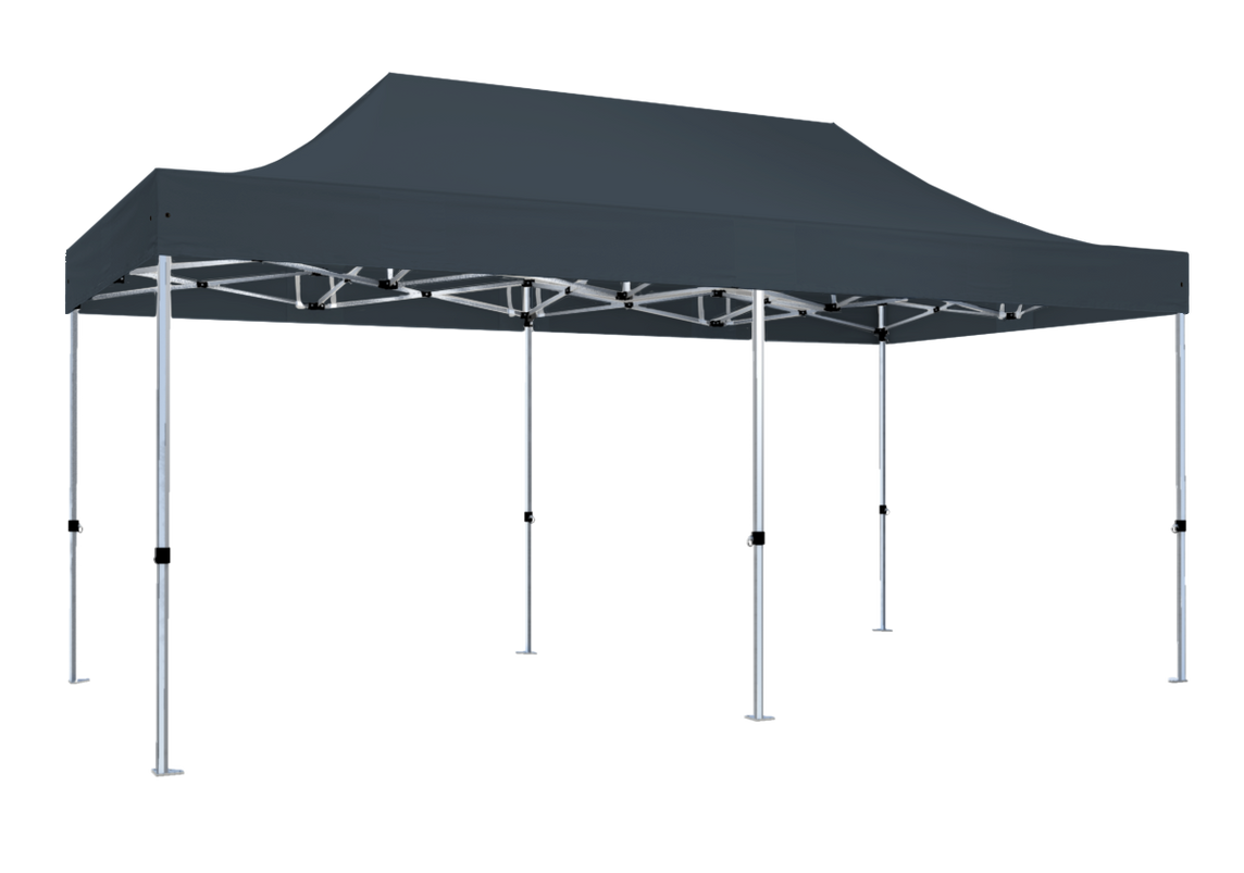 Faltpavillon 3x6 m - STORM Faltzelt – 45 mm Sechskant-Aluminium STORM45 Serie / 320g/m² Oxford-Polyester / Anthrazit – 1